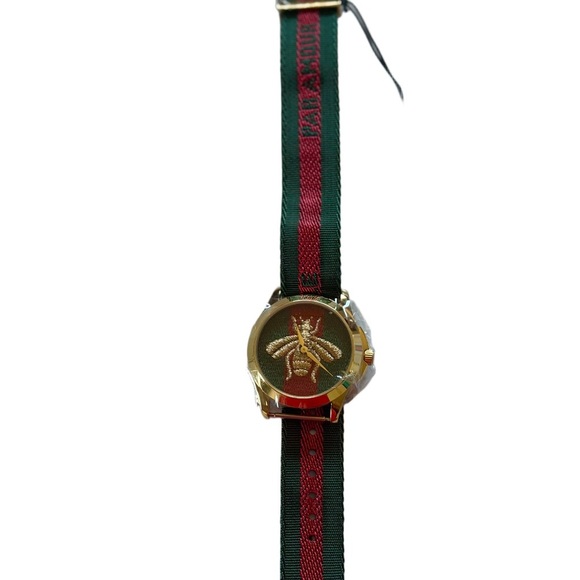 Unisex Gucci G-Timeless Gold-Tone Nylon Watch 38mm - Picture 3 of 10